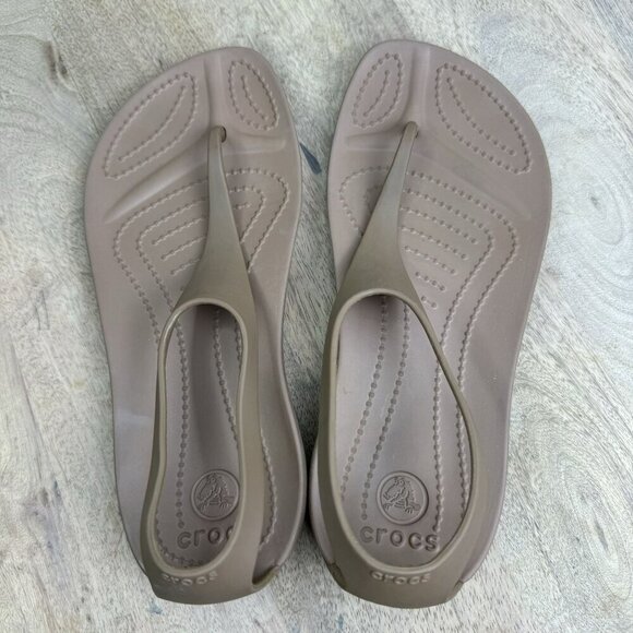 Crocs Serena Thong Sandals Flip flops Brown Size 4 - Picture 4 of 5